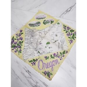 Vintage Franshaw 1960's Ladies‎ Handkerchief Hanky OREGON state souvenir mcm